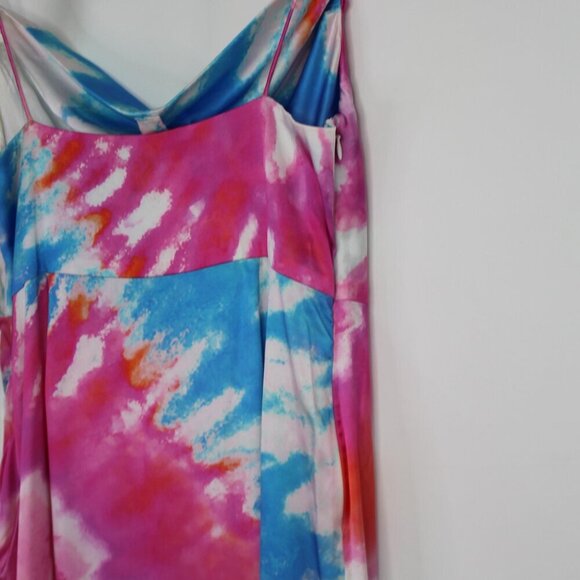 Retrofete Silk Marlene Cotton Candy Maxi Slip Dress Tie Dye Print High Slit M - Picture 9 of 16